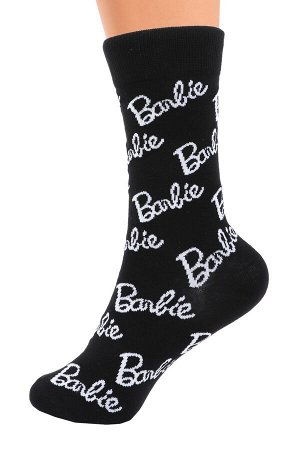 Носки женские черные х/б с надписями "Barbie"