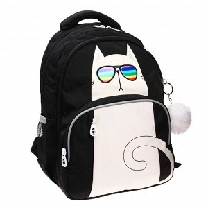 Рюкзак школьный, 40 х 27 х 20 см, Grizzly 360, эргономичная спинка, отделение для ноутбука, чёрный/белый RG-360-4_1