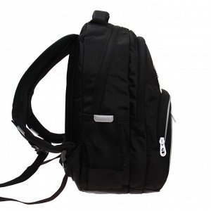Рюкзак школьный, 40 х 27 х 20 см, Grizzly 360, эргономичная спинка, отделение для ноутбука, чёрный/белый RG-360-4_1