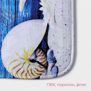 Коврики для ванной и туалета Доляна «Ракушки», 3 шт., 37x45 см, 37x45 см, 45x75 см