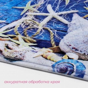 Коврики для ванной и туалета Доляна «Ракушки», 3 шт., 37x45 см, 37x45 см, 45x75 см
