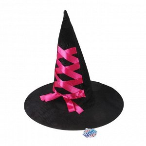 Страна карнавалия Шляпа-конус «Ведьмочка», с завязками, лента цвета МИКС