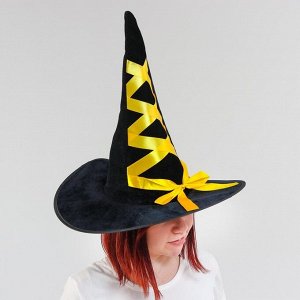 Шляпа-конус «Ведьмочка», с завязками, лента цвета МИКС
