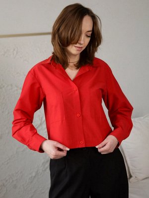 Рубашка укороченная женская, красная