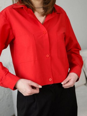 Рубашка укороченная женская, красная
