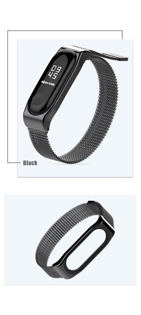 Металлический ремешок для mi band 3/4 (плетеный, магнит)