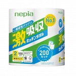 NEPIA Супервпитывающие кухонные полотенца, 2 рулона/2 слоя/100 отрезов