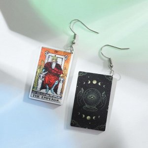Серьги акриловые «Таро» император, цветные в серебре