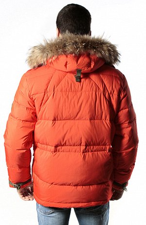 Куртка мужская (оранжевый) пуховик с мехом