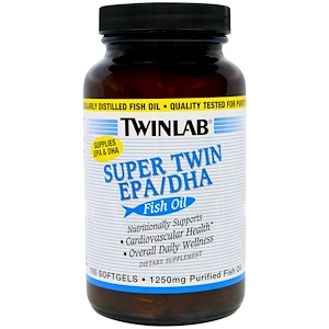 Twinlab, Super Twin EPA/DHA, Рыбий жир, 100 гелевых капсул,