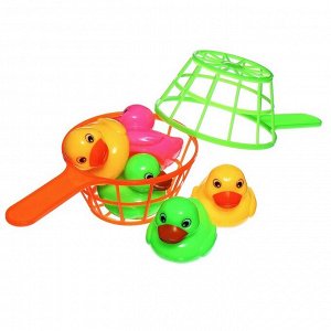 Набор игрушек для ванны «Рыбалка», 2 сачка, 5 уточек, Крошка