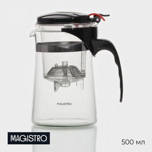 Чайник стеклянный заварочный Magistro «Мантана», 500 мл, с пластиковым ситом