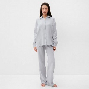 Комплект домашний женский (рубашка, брюки) KAFTAN Basic размер, серо-голубой
