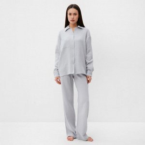 Пижама женская (рубашка и брюки) KAFTAN "Basic" размер, цвет серо-голубой