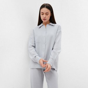 Комплект домашний женский (рубашка, брюки) KAFTAN Basic размер, серо-голубой