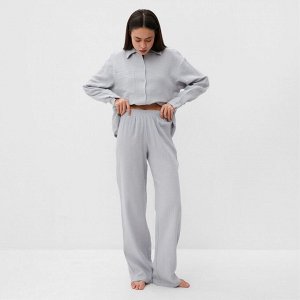 Комплект домашний женский (рубашка, брюки) KAFTAN Basic размер, серо-голубой