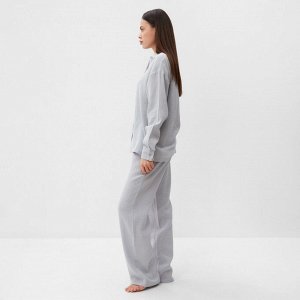 Комплект домашний женский (рубашка, брюки) KAFTAN Basic размер, серо-голубой