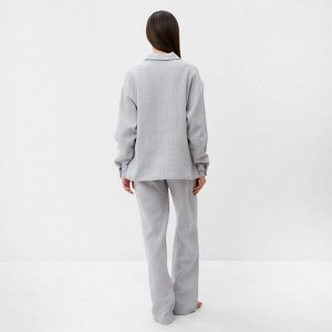 Комплект домашний женский (рубашка, брюки) KAFTAN Basic размер, серо-голубой