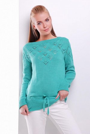 Свитер Вязаный женский свитер.Размер универсальный 44-50.Однотонный женский свитер, выполнен из комфортного материала приятного на ощупь. Фигурный вырез горловины, дополнен пояском.