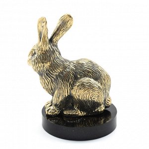 Статуэтка Кролик из бронзы на камне 65*50*78мм.