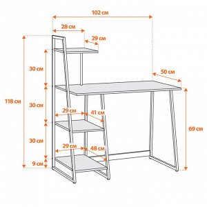 TETCHAIR Компьютерный стол  ЛОФТ LOFT WD-16 burnt/жженное дерево