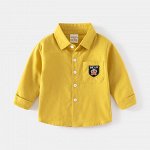 WAPYPY Рубашка для мальчиков с длинным рукавом, цвет желтый, с принтом