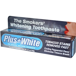 Plus White, Отбеливающая зубная паста для курильщиков, охлаждающий мятный вкус, 3.5 унций (100 г)