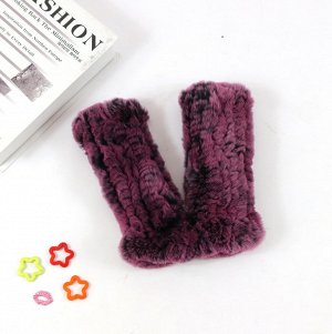 Перчатки митенки женские меховые цвет: ФИОЛЕТОВЫЙ