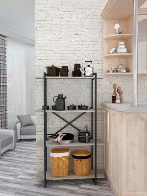 ТД Атлантис Стеллаж LOFT ЛОФТ c 4 полками из ЛДСП 92х34х151 см, патина, черный