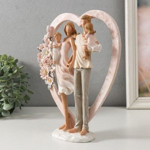 Фигурка полистоун «Семья у сердца с цветами», 22x7x26.5 см