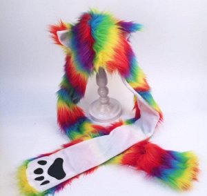 Шапка-шарф Шапка-шарф, оформленная ярким принтом цвет: КРАСНЫЙ, полиэстер/искусственный мех. Размер: free size