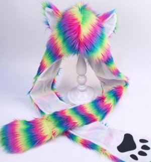 Шапка-шарф Шапка-шарф, оформленная ярким принтом цвет: ФИОЛЕТОВЫЙ, полиэстер/искусственный мех. Размер: free size