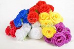 Цветы искусственные Букет розы круглой H:50см/7г (mix 12 шт.)