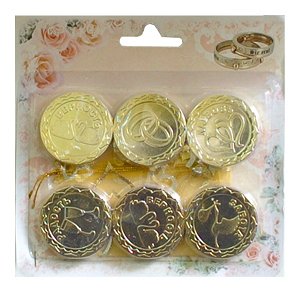 AB81110 Свадебные монеты с пожеланиями 4 см, 12 шт.