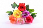 Цветы искусственные Бутон розы с юбкой одиночный H:48см (mix 60 шт.)