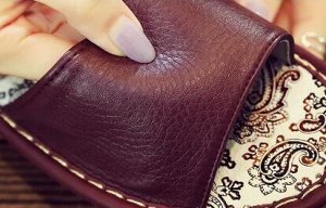 Тапочки домашние из нат. кожи с принтом, зеленый