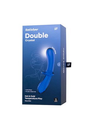 Двусторонний фаллоимитатор Satisfyer Double Crystal, стекло, голубой, 19,5 см