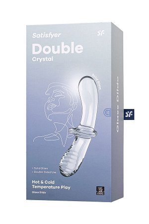 Двусторонний фаллоимитатор Satisfyer Double Crystal, стекло, прозрачный, 19,5 см
