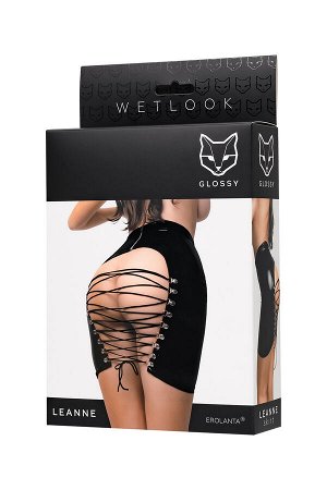 Мини-юбка Glossy Leanne из материала Wetlook, черный, S