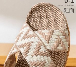 Льняные тапочки впитывающие дышащие, розовый