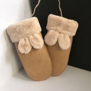 Варежки зимние меховые из экозамши