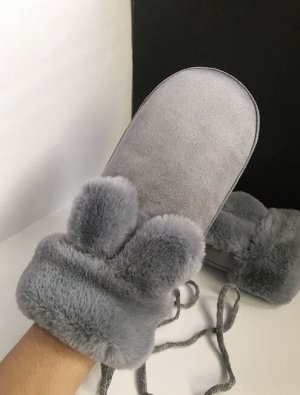 Варежки зимние меховые из экозамши