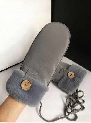 Варежки зимние меховые из экозамши