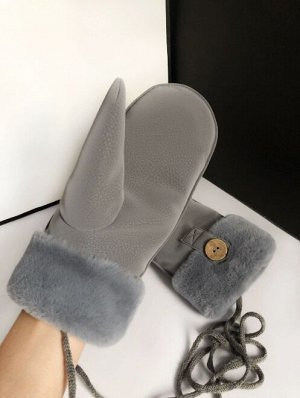 Варежки зимние меховые из экозамши