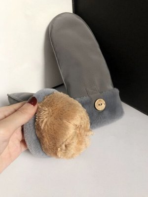 Варежки зимние меховые из экозамши