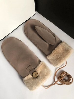 Варежки зимние меховые из экозамши
