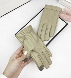 Перчатки из экокожи, утепленные, сенсорные