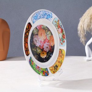 Тарелка декоративная "Жостово. Пышные цветы", настенная, d=20 см, ручная работа