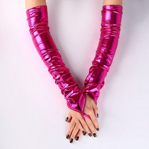 Перчатки женские через палец, розовые, длинные