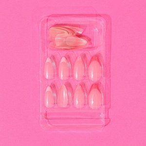 Накладные ногти «Цветной френч», 24 шт, клеевые пластины, форма миндаль, цвет глянцевый розовый/белый